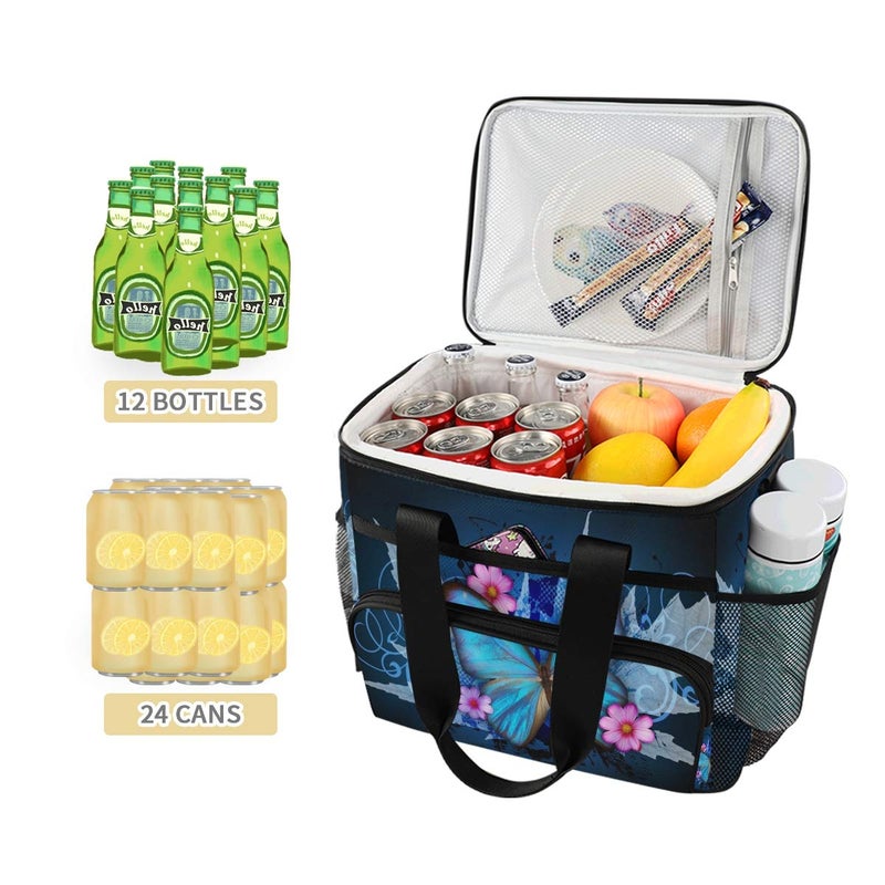 STAYTOP Pretty Butterfly Leakproof Reusable Insulated Cooler Lunch Bag,with Detachable Shoulder Strap, Used for School Women and Men Work Picnic Beach Lunch Bag Organizer Tote Bag - Image 3